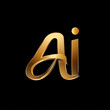 © Thiyanga - Striking logo: A radiant gold AI symbol emerges on a bold black backdrop, epitomizing innovation, intelligence, and cutting-edge technology with modern elegance.