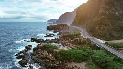 Poster - Aerial view of Coastal rock formations at Nanya rock, Taiwan.