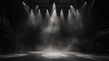 Empty Stage With Monochromatic Lighting.