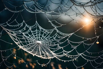 spider web with dew drops