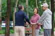 © View Stock - Old people who exercise with exercise equipment in the park