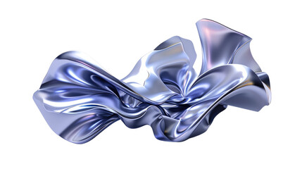 Wall Mural - 3d abstract metal shiny shape isolated on transparent background
