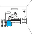 © Artstory - Illustration of medicine concept with doctors and patient in hospital room. Treatment and care for patients in hospital bed a line drawing illustration