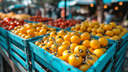 Sticker - oranges in a market