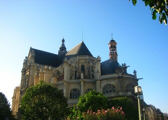 Wall Mural - Saint-Eustache Church, gothic church under the blue sky in summer in Paris, France