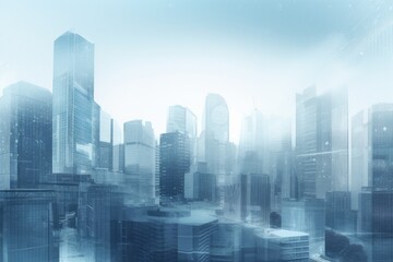 Wall Mural - blue large modern city silhouette