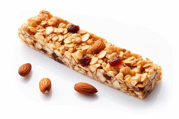 Wall Mural - stock photo,oat and nut bar, on a white background