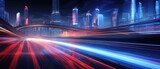 Fototapeta Przestrzenne - Wrangler vehicle tail light rays on city road