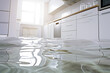 flooded Interior of modern kitchen after after a pipe burst