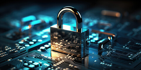 Poster - internet security and data protection concept, blockchain and cybersecurity 