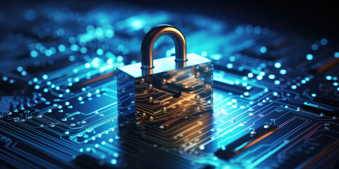 Poster - internet security and data protection concept, blockchain and cybersecurity 
