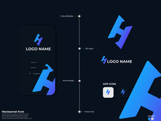 H letter logo design. H logo. Business. Lettering design. H vector. Font. Script. Modern template. Handwritten. Typography design. Premium