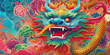 Colorful chinese dragon on color background.