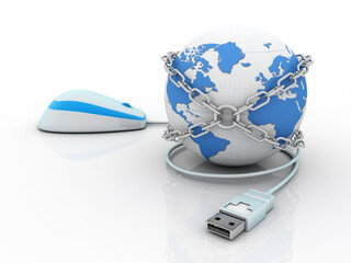 Poster - 3d rendering globe with mouse