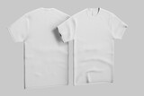 Fototapeta  - front and back view blank casual cotton textile t shirt apparel street wear clothes realistic mockup template isolated