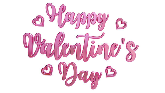Happy valentine's day calligraphy banner, 3d pink color lettering