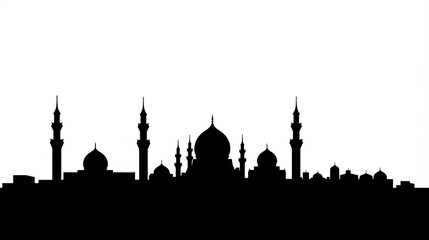 Wall Mural - black landscape silhouette Ramadan kareem Mosque Concept, Islam. Ramadan kareem, Mosque. Islamic Celebration Concept