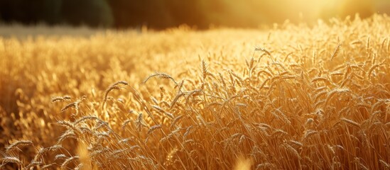 Wall Mural - Close-up of mature flax on a field (source of linen).