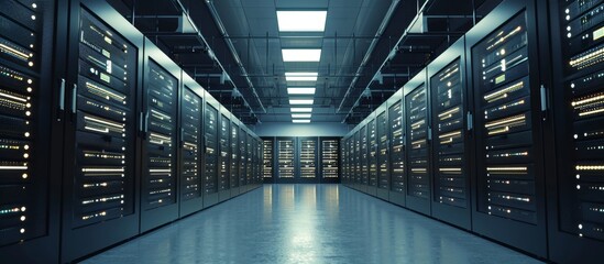 Poster - Tidy server-filled industrial interior