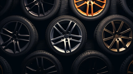 Canvas Print - Car Wheels. Concept design.