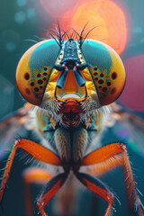 Poster - An artistic interpretation of a fly's multifaceted eyes with vibrant colors.