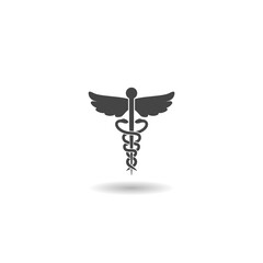 Wall Mural - Caduceus sign. Medical Snake Logo Icon With shadow