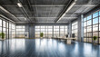 © hanifa - Empty Postindustiral Office Hall - panoramic 3d Visualization. Generative AI.