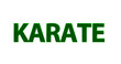 Karate - plakative grüne 3D-Schrift, Kampfsport, Selbstverteidigung, Disziplin, Training, Wettkampf, Tradition, Japan, Karateka,  Körperbeherrschung, Kihon, Kata, Kumite, Rendering