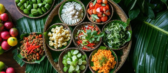 Wall Mural - Thai health food made from sour and sweet vegetables and fruits.