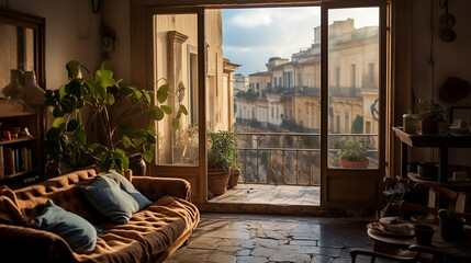 studio apartment in a historic district peering out