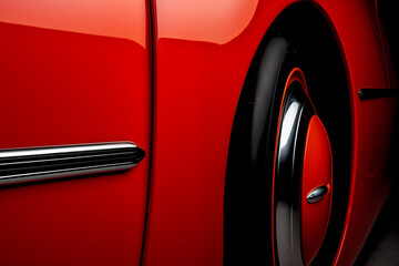 Wall Mural - Abstract of polished red car and alloy wheel