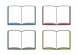 開いた本のシンプルなイラスト4色セット　Simple illustration of an open book, 4-color set