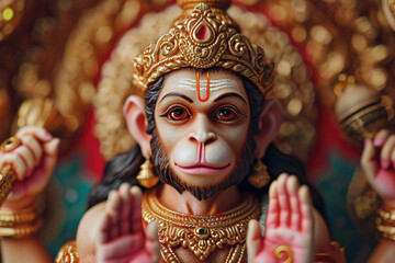Poster - A detailed view of a monkey statue. This image can be used for various purposes