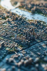 Aufkleber - A detailed model of a city featuring a multitude of buildings. Perfect for architectural projects or urban planning presentations