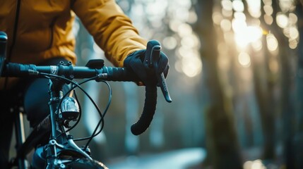 Aufkleber - A close up shot of a person riding a bike. Suitable for various outdoor activities and sports-related designs