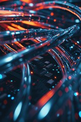 Aufkleber - A cluster of wires connected to each other. Suitable for technology, connectivity, or network-themed projects