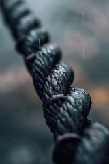 Poster - A detailed close-up of a rope with a tightly tied knot. Perfect for illustrating concepts of strength, security, and resilience.