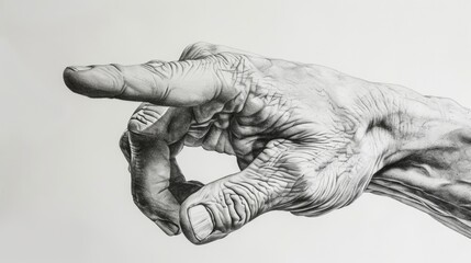 Aufkleber - A simple drawing of a hand with a finger raised. This image can be used to depict various concepts such as expressing an idea, pointing, or indicating something
