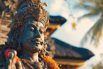 Poster - A close up view of a statue of a person. Can be used to depict art, history, or culture