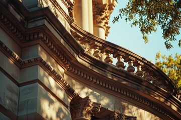 Canvas Print - A clock mounted on the side of a building. Can be used to depict time, punctuality, or urban landscapes