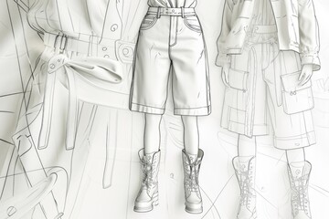 Wall Mural - A detailed drawing of a woman's dress and jacket. Suitable for fashion magazines, clothing catalogs, and fashion design websites