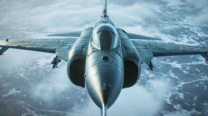 Poster - A powerful fighter jet soaring through the sky. Perfect for military or aviation-themed projects