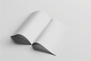 Poster - An open book resting on a white surface. Can be used for educational, literary, or creative purposes