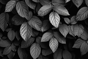 Sticker - A black and white photo of a bunch of leaves. Suitable for various projects and designs