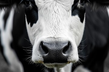 Wall Mural - A close up view of a black and white cow. Suitable for agricultural or farm-related projects