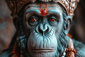Poster - A statue of a monkey wearing a crown. Perfect for adding a touch of whimsy and elegance to any space