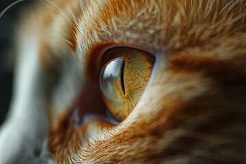 Poster - A close-up shot of a cat's eye with a blurred background. Suitable for animal-themed projects or for illustrating the beauty of feline eyes. (97 characters)
