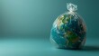 Eco-Friendly Plastic Bag with a Globe Inside: A Sustainable Solution for Monthly Events Generative AI