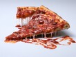 ©  Artificial Artistry - Pizza slices with tomato sauce on a white background
