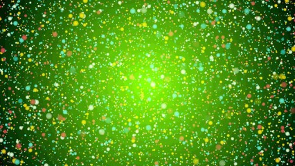 Wall Mural - Colorful polka dots coming toward radially, 4K motion loop green background.